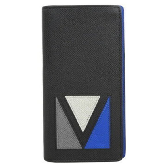Louis Vuitton Taiga Portefeuille Brazza Fold Long Wallet Black Leather V - Picture 1 of 8